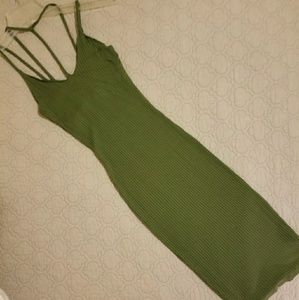 Green choker dress deep v